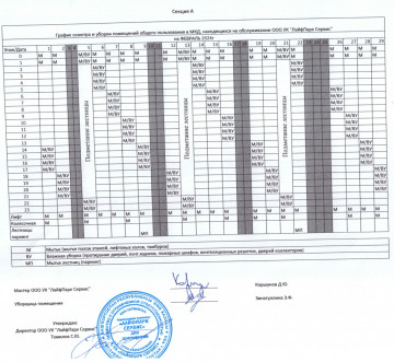 График уборки секция А февраль 2024г