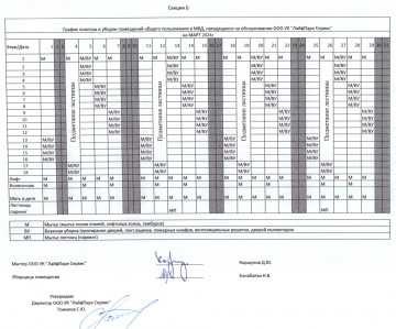 График уборки секция Б март 2024г